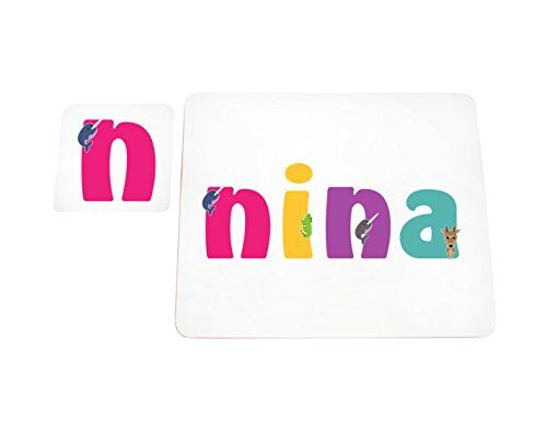 Little Helper mantel con Coaster estilo illustratif pintado con el nombre de joven Nina