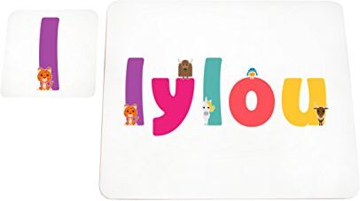 Little Helper mantel con Coaster estilo illustratif pintado con el nombre de joven Lylou