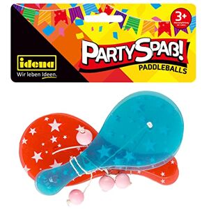 Idena-Party Fun Paddle Balls, 4 Unidades, con Raquetas de plástico en Rojo y Azul y una Pelota de Color Rosa, tamaño Aprox. 12,5 x 5,5 cm Berlin 40435