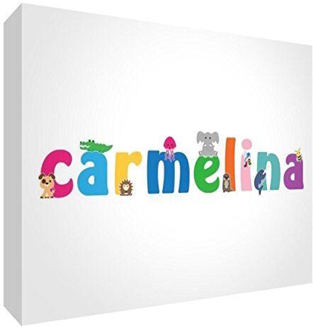 Little Helper LHV-CARMELINA-A7BLK-15IT - Panel decorativo para nacimiento/bautizo, idea de regalo, diseño personalizado con nombre de niña, Carmelia, multicolor, 7,4 x 10,5 x 2 cm