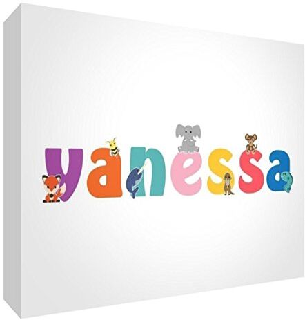 Little Helper LHV-VANESSA-A6BLK-15IT - Panel decorativo para nacimiento/bautizo, idea de regalo, diseño personalizado con nombre de niña Vanessa, multicolor, 10,5 x 14,8 x 2 cm