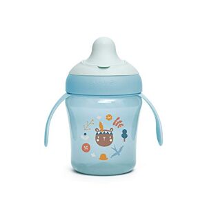 Suavinex, Vaso Aprendizaje Bebé, Con Boquilla Rígida y Asas, Para Bebés +6 Meses, Apto Para Lavavajillas, Color Azul, 200 ml