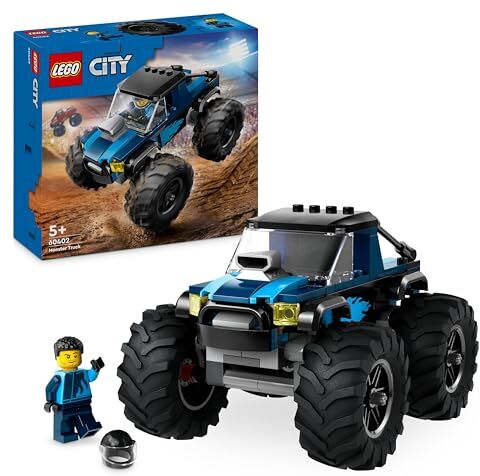 Lego City Monster Truck Azul de Juguete, Camión Todoterreno y Minifigura de Conductor, Set de Juego Infantil Imaginativo, Divertido Regalo para Niños y Niñas de 5 Años o Más 60402