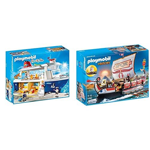 Playmobil Family Fun, 6978 Crucero, Incluye Bote Salvavidas Flotante, A Partir de 4 años & History 5390 Galera Romana, Barco Flotante, Juguetes para niños a Partir de 6 años