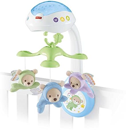 FISHER-PRICE BABY Fisher-Price Móvil Ositos Voladores - Producto para Bebés - 3 Opciones de Sonido - con 3 Ositos - Control Remoto - Regalo para Bebés de 0+ Meses - CDN41