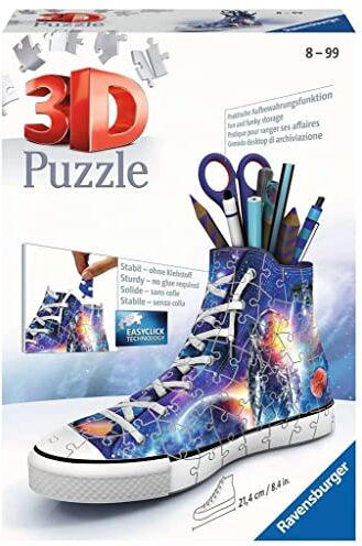 Ravensburger 3D Puzzle 11251 – Zapatillas de Deporte astronautas en el Espacio – práctico portalápices en diseño Espacial – 112 Piezas – a Partir de 8 años, Multicolor