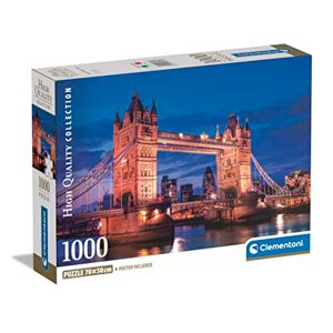 Clementoni Collection-Tower Bridge At Night Compact-1000 Piezas-Puzzle para Adultos, Fabricado en Italia, Multicolor (39772)