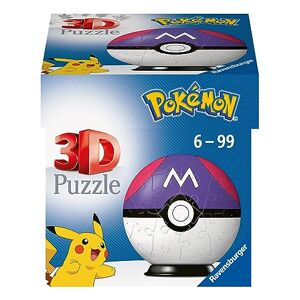 Ravensburger - 3D Puzzle Pokémon Masterball morada, 55 Piezas, 6+ Años