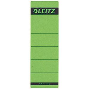 Leitz - Etiquetas Adhesivas para Lomo para Archivadores de Palanca de Cartón de 80 mm, Amplias, Cortas, 61.5 x 192 mm, Papel, 16420055, Verde, Pack de 10 etiquetas