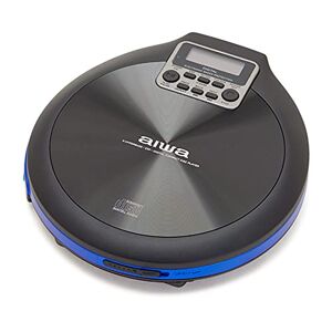 Aiwa PCD-810BL Walk - Reproductor de CD portátil con Hyperbass, Antishock, Auriculares, Estuche de Viaje. Color: Azul.