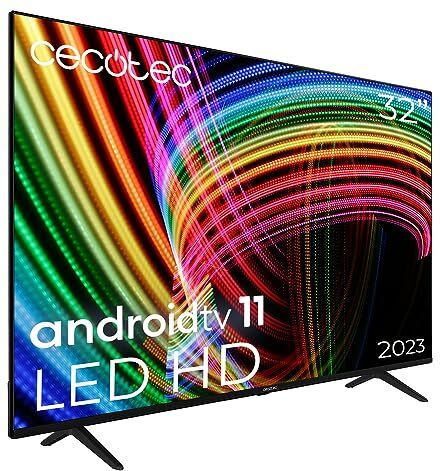 Cecotec Televisor LED 32" Smart TV A3 Series ALH30032. Resolución LED HD, Sistema Operativo Android TV 11, Google Voice Assitant y Chromecast, Sistema Dolby Audio, Modelo 2023