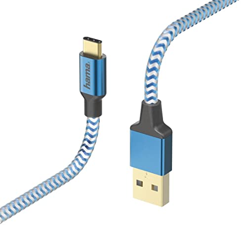 Hama 00178295 - Cable USB (1,5 m, USB A, USB C, 2.0, Male connector / Male connector, Negro, Azul)
