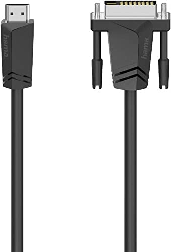 Hama HDMI/DVI 00205018 - Cable adaptador de conector macho (HDMI-A, conector macho DVI-D, 18+1 polos, 1,50 m), color negro