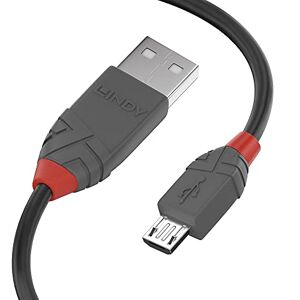 LINDY 36732 Anthra Line - Cable USB 2.0 tipo A a Micro-B (1 m), color negro