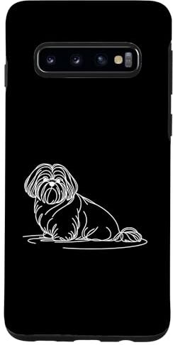 Jimbeels Carcasa para Galaxy S10 Line Art Amantes de Perros Shih Tzu