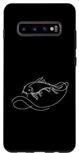 Jimbeels Carcasa para Galaxy S10+ Elegante Line Art Koi Fish Peces Estanque Peces