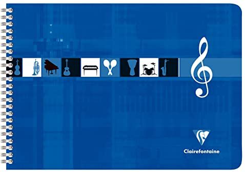 Clairefontaine 8104C - Cuaderno de música en espiral, tamaño A4, 21 x 29,7 cm, 50 páginas, 8 puertas, papel blanco 90 g, tapa para tarjeta con película