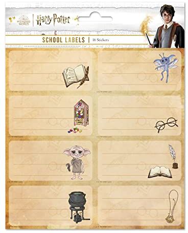 Grupo Erik Etiquetas adhesivas Harry Potter - Pegatinas libro nombres/Pack etiquetas escolares - Papeleria Harry Potter - Producto con licencia oficial