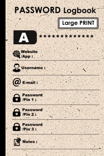 Webpass, Assia Password Logbook: Large Print Password Book with Alphabetic Tabs