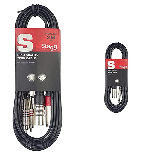 Stagg Stc3Cmxm Cable Rca A Xlr (Macho, 3 M) + Sac3Pxm Dl Cable Xlr Macho A Jack 6,3 Mm. Color Negro