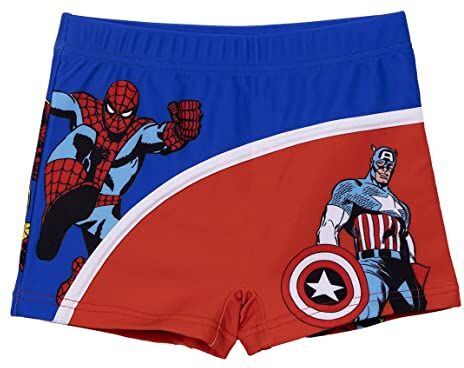 CERDÁ LIFE'S LITTLE MOMENTS Bañador Bóxer de Marvel para Niño - Azul y Rojo - Talla 4 Años - Tejido de Secado Rápido - Bañador con Cintura Elástica - Estampado de Superhéroes - Producto Original Diseñado en España