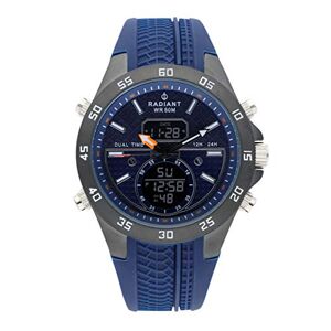 Radiant Reloj anadigit para Hombre de Radiant. Colección Kibet. Reloj Gris con Correa de Silicona Azul y Esfera a Tono. 5ATM. 46mm. Referencia RA484701.
