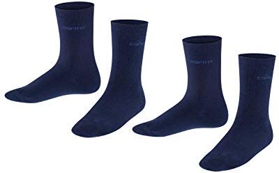 Falke ESPRIT Foot Logo 2-Pack K SO algodón unicolor 2 pares, Calcetines Unisex niños, Azul (Marine 6120), 27/30 EU