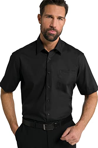 JP 1880 Camisa, de Negocios, no Requiere Planchado, Cuello inglés, Manga Corta, Corte cómodo, hasta 8XL Negro 5XL 804891100-5XL