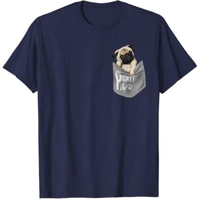 JS-Arte Doguillo Perro Mascota Amar Traje Bolsillo Pug Amante Papá Mamá Camiseta