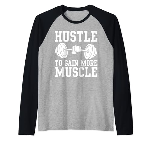 Gimnasio Entrenador Fitness Entrenamiento Ajetreo El levantador de pesas se apresura a ganar más músculo Camiseta Manga Raglan