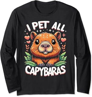 Sweetest Capibara Clothing For Latin Americans I Pet All Capibaras - Corazones diciendo - Dulce bebé Capibara Manga Larga