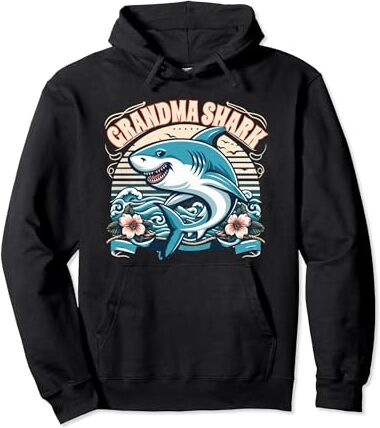 Grandma Shark Official Merch Tiburón de la abuela Tiburón oficial Sudadera con Capucha