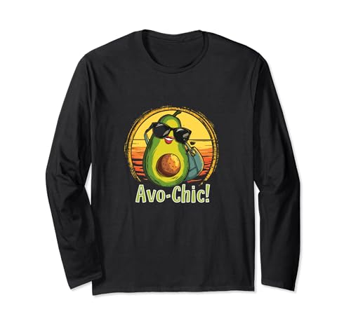 Avo-Chic funny female Avocado lover design Avo-Chic divertido diseño femenino amante del aguacate Manga Larga