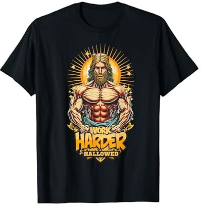 Fitness Gym Workout Motivation Divertido músculo Jesús sagrado entrenamiento a nadie le importa trabajar más duro Camiseta