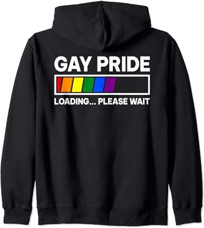 Pride parade outfits Carga del orgullo gay por favor espera, divertidos colores del arco iris LGBT Sudadera con Capucha