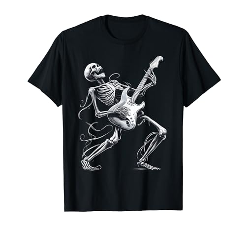 Kerri Music Store Rock And Roll Graphic Band Tees esqueleto tocando la guitarra Camiseta