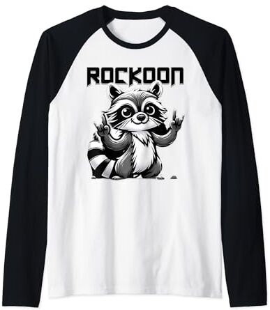 Funny Raccoon Rock Music Store Divertido mapache Rockin' Rock 'n Roll Camiseta Manga Raglan