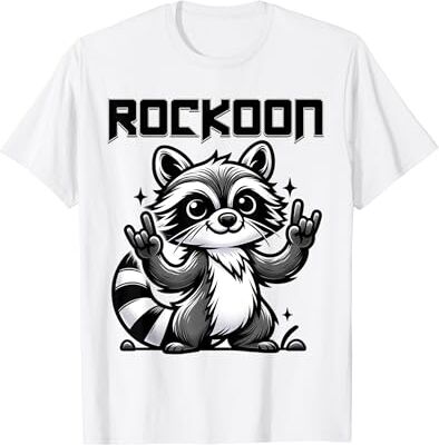 Funny Raccoon Rock Music Store Divertido mapache Rockin' Rock 'n Roll Camiseta