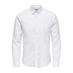 Only & SONS Onscaiden LS Solid Linen Shirt Camisa, Blanco (White White), Large para Hombre