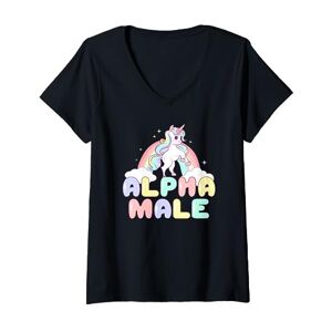 Alpha Male Funny Unicorn y2k Aesthetic 90s Vintage Graphic Camiseta Cuello V