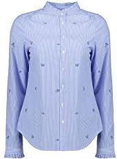 Springfield Blusa Rayas Bordados Flor Camisa, Medium_Blue, 34 para Mujer