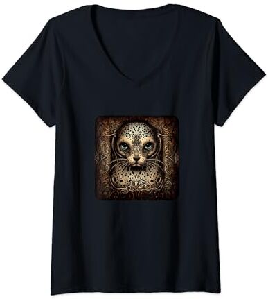 Dailos Mujer Foca Leopardo Camiseta Cuello V