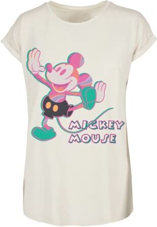 Recovered Disney Mickey Mouse Colourful Pose Ecru Womens Boyfriend T-Shirt by S Camiseta, Crudo, Mujer