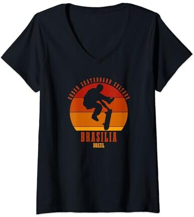 Urban Skateboarding Culture Mujer Brasilia Brasil Skateboarder Urban Skateboarding Camiseta Cuello V