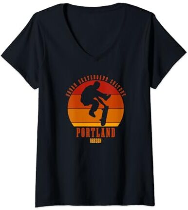 Urban Skateboarding Culture Mujer Skateboarder Urban Skateboarding de Portland Oregon Camiseta Cuello V