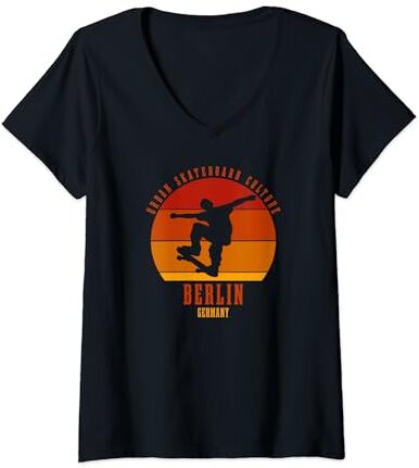 Urban Skateboarding Culture Mujer Berlín Alemania Skateboarder Urban Skateboarding Camiseta Cuello V