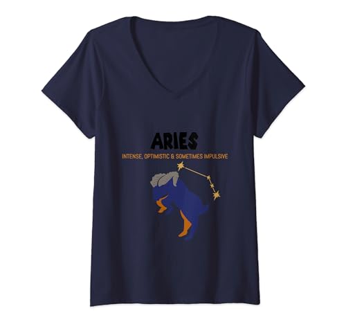 Zodiac Mujer Astrología impulsiva optimista intensa de Aries Camiseta Cuello V