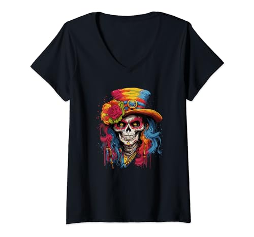 Apocalyptic Retro Punk Zombie Mujer zombi abuela Camiseta Cuello V