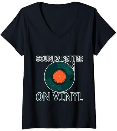 Amante de la música Vestidos Mujer Sounds Better On Vinyl - Camiseta Cuello V