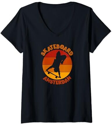 Urban Skateboarding Culture Mujer Ámsterdam Skateboarder Urban Skateboarding Camiseta Cuello V